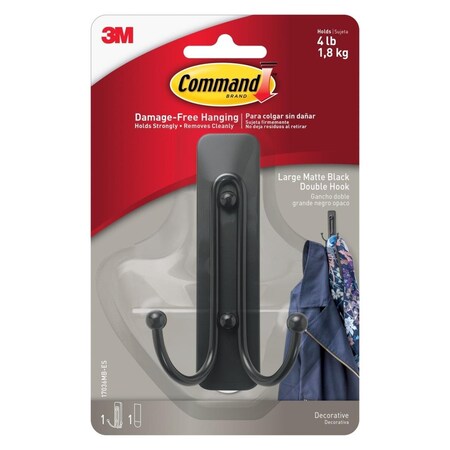 Pinpoint 4 lbs Decorative Double Hook - Matte Black PI798010